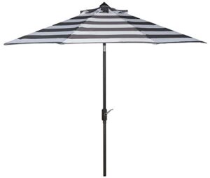 safavieh pat8004d outdoor collection iris fashion line auto tilt umbrella, 9', grey/off white