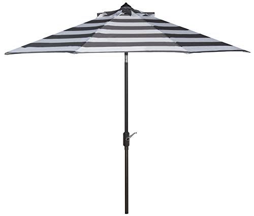 Safavieh PAT8004D Outdoor Collection Iris Fashion Line Auto Tilt Umbrella, 9', Grey/Off White