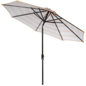 Safavieh PAT8004D Outdoor Collection Iris Fashion Line Auto Tilt Umbrella, 9', Grey/Off White