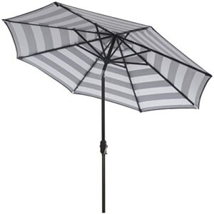 Safavieh PAT8004D Outdoor Collection Iris Fashion Line Auto Tilt Umbrella, 9', Grey/Off White