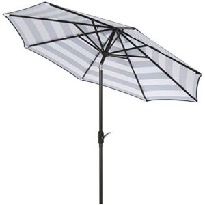 Safavieh PAT8004D Outdoor Collection Iris Fashion Line Auto Tilt Umbrella, 9', Grey/Off White