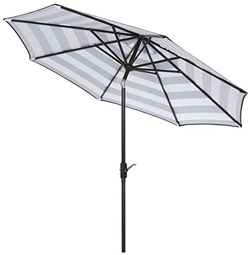 Safavieh PAT8004D Outdoor Collection Iris Fashion Line Auto Tilt Umbrella, 9', Grey/Off White