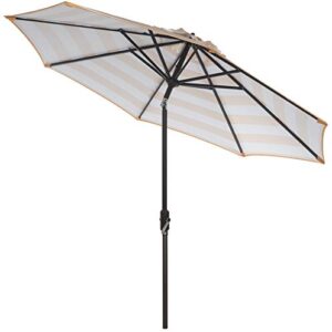 Safavieh PAT8004D Outdoor Collection Iris Fashion Line Auto Tilt Umbrella, 9', Grey/Off White