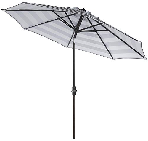 Safavieh PAT8004D Outdoor Collection Iris Fashion Line Auto Tilt Umbrella, 9', Grey/Off White