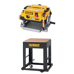 dewalt dw735 13-inch, two speed thickness planer with planer stand with integrated mobile base