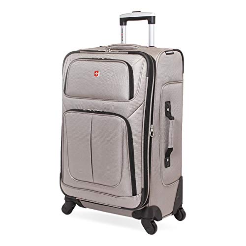 SwissGear Sion Softside Expandable Roller Luggage, Pewter, Checked-Medium 25-Inch