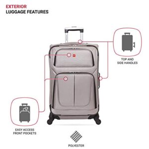 SwissGear Sion Softside Expandable Roller Luggage, Pewter, Checked-Medium 25-Inch