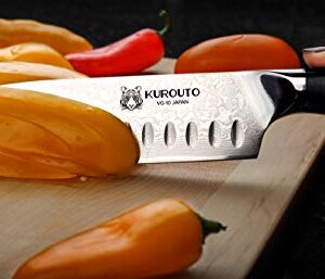 7-inch VG10 Santoku- 66 layers of High Carbon Damscus Stainless Steel Cladding—Kintaro Series—Kurouto Kitchenware