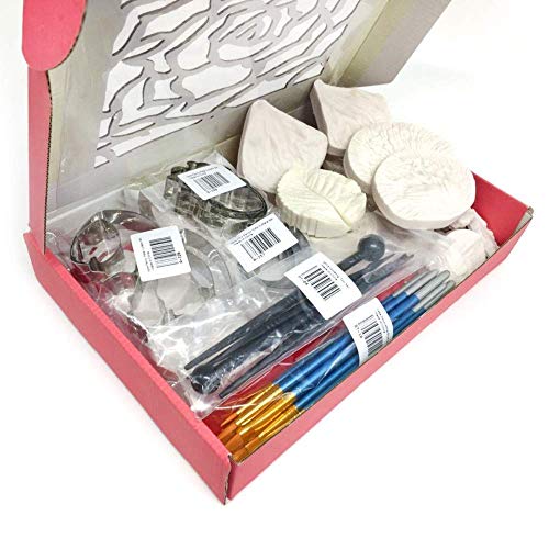 AK ART KITCHENWARE 12sets Silicone Veining Mold 5sets Petal Steel Cutters 1 Veining Board 1 Foam Pad 10 Brushes 3 Frilling Sticks 4 Cake Carved Pens 8 Modelling Tool