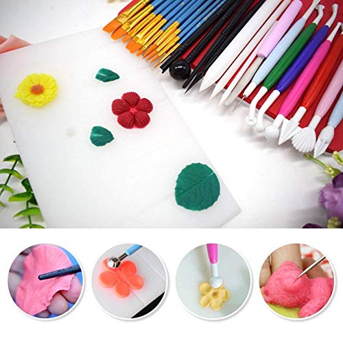 AK ART KITCHENWARE 12sets Silicone Veining Mold 5sets Petal Steel Cutters 1 Veining Board 1 Foam Pad 10 Brushes 3 Frilling Sticks 4 Cake Carved Pens 8 Modelling Tool
