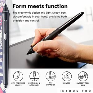 Wacom Intuos Pro Medium Bluetooth Graphics Drawing Tablet, 8 Customizable ExpressKeys, 8192 Pressure Sensitive Pro Pen 2 Included, Compatible with Mac OS and Windows,Black