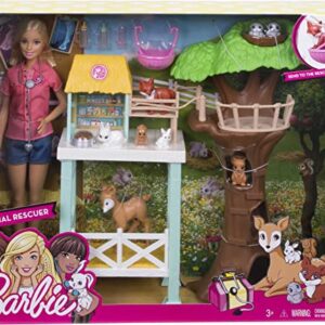 Barbie Doll & Playset, Animal Rescuer Theme with Vet Doll, 8 Animal Figures, Treehouse, Care Station, Rope Bridge & More (Amazon Exclusive)