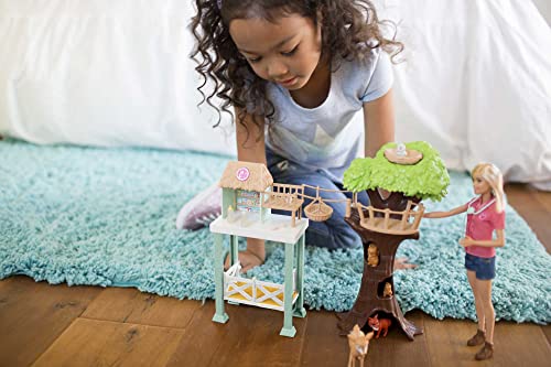 Barbie Doll & Playset, Animal Rescuer Theme with Vet Doll, 8 Animal Figures, Treehouse, Care Station, Rope Bridge & More (Amazon Exclusive)