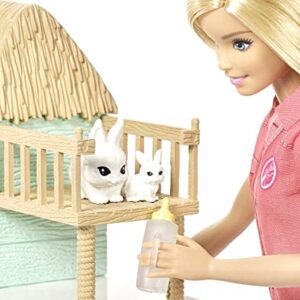 Barbie Doll & Playset, Animal Rescuer Theme with Vet Doll, 8 Animal Figures, Treehouse, Care Station, Rope Bridge & More (Amazon Exclusive)