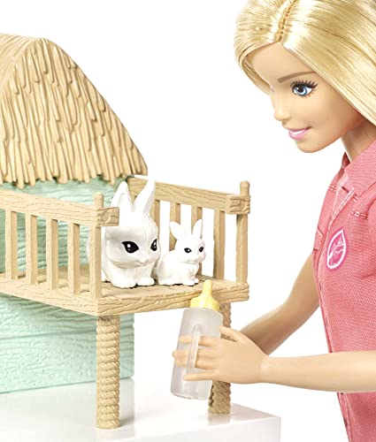 Barbie Doll & Playset, Animal Rescuer Theme with Vet Doll, 8 Animal Figures, Treehouse, Care Station, Rope Bridge & More (Amazon Exclusive)