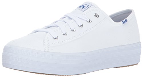 Keds Women's Triple Kick Canvas Fashion Sneaker, White, 9 M US