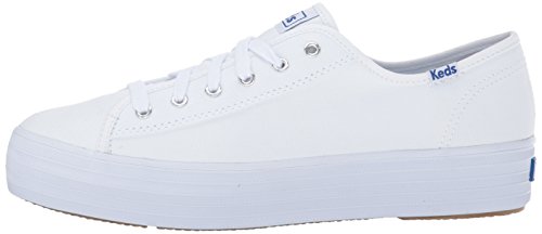 Keds Women's Triple Kick Canvas Fashion Sneaker, White, 9 M US