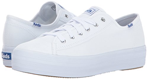 Keds Women's Triple Kick Canvas Fashion Sneaker, White, 9 M US