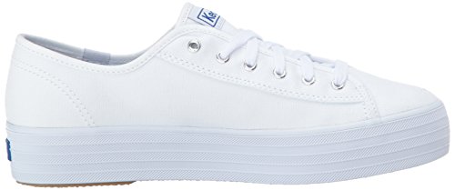 Keds Women's Triple Kick Canvas Fashion Sneaker, White, 9 M US