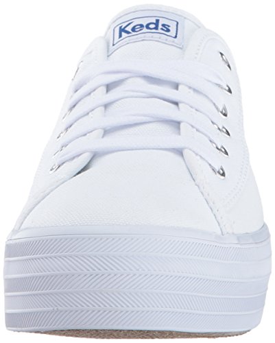 Keds Women's Triple Kick Canvas Fashion Sneaker, White, 9 M US