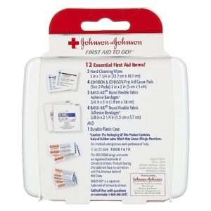 Johnson & Johnson First First Aid Kit for Car, Office, Purse Travel Size (Pack of 3) With Cleansing Wipe