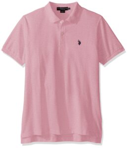 u.s. polo assn. men's classic polo shirt, pink sunset heather, l