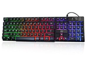 rii rk100+ multiple color rainbow led backlit large size usb wired mechanical feeling multimedia pc gaming keyboard,office keyboard for working or primer gaming,office device