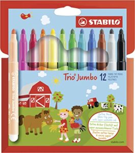 stabilo extra-thick fiber-tip pen trio jumbo - pack of 12 - assorted colors
