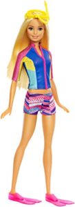 barbie doll with color-change top, puppy squirt toy and dolphin with sounds