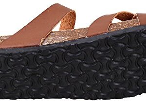 OUTWOODS Women's Bork-30 Vegan Leather Slide On Toe Loop Sandals, Brown 10