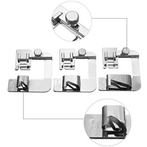 YEQIN 3 Piece Rolled Hem Presser Foot Set Wide Hemmer Foot Set Includes 1/2”, 3/4" and 1” Presser Feet Compatible with Singer, Brother, Babylock, Euro-Pro, Janome and More Low Shank Sewing Machine