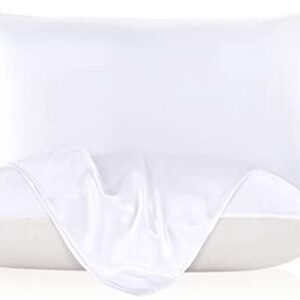 LILYSILK Natural Silk Pillowcase for Hair and Skin with Cotton Underside Standard 20x26 Inch White 1pc 19 Momme