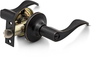 berlin modisch entrance lever door handle [lock with two keys] for office or front door with a oil rubbed bronze finish, reversible for right & left side, entry lever classic series