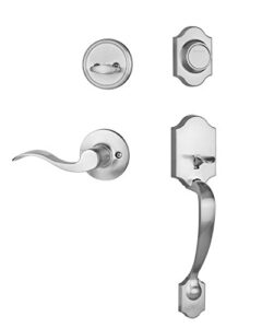 dynasty hardware den-her-405-15r denver front door dummy handleset, satin nickel, with heritage lever, right hand