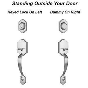 Dynasty Hardware DEN-HER-405-15R Denver Front Door Dummy Handleset, Satin Nickel, with Heritage Lever, Right Hand