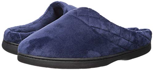 Dearfoams Women's Indoor/Outdoor Memory Foam Darcy Microfiber Velour Clog, Wide Widths Slipper, Peacoat, Medium