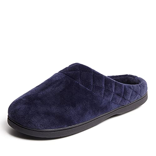 Dearfoams Women's Indoor/Outdoor Memory Foam Darcy Microfiber Velour Clog, Wide Widths Slipper, Peacoat, Medium