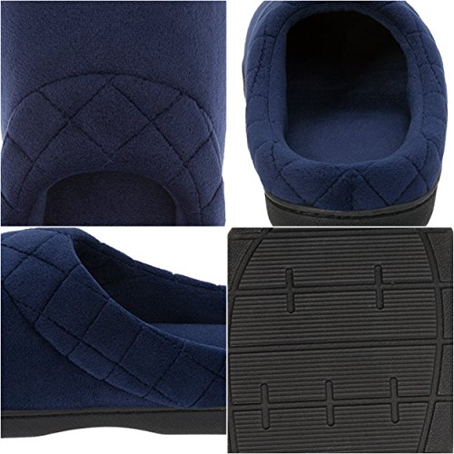 Dearfoams Women's Indoor/Outdoor Memory Foam Darcy Microfiber Velour Clog, Wide Widths Slipper, Peacoat, Medium