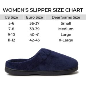 Dearfoams Women's Indoor/Outdoor Memory Foam Darcy Microfiber Velour Clog, Wide Widths Slipper, Peacoat, Medium