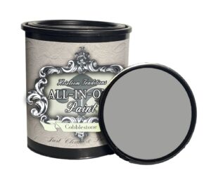all-in-one paint. durable cabinet and furniture paint. built in primer and top coat, no sanding needed. cobblestone (gray), 32 fl oz quart
