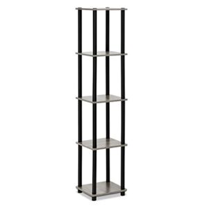 furinno turn-n-tube 5-tier corner square rack display shelf, round, french oak grey/black