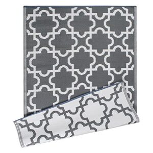 dii reversible outdoor lattice woven rug, 4x6 ft, gray