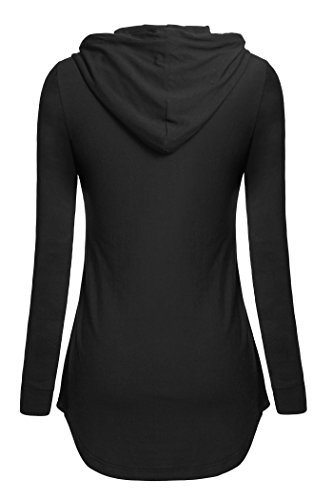 Nandashe Women Hoodies & Sweatshirts, Ladies Elegant Mock Neck Long Sleeve Professional Formal Company Business Office Shirts for Work Special Occasions with Pocket Black Large US Size 10-14