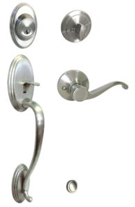 ebuilderdirect satin nickel lock door lever handle entry/privacy/passage/dummy/deadbolt/handleset 835dc (front door handle set keyed alike)