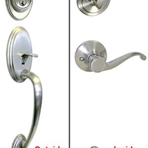 eBuilderDirect Satin Nickel Lock Door Lever Handle Entry/Privacy/Passage/Dummy/Deadbolt/Handleset 835DC (Front Door Handle Set Keyed Alike)