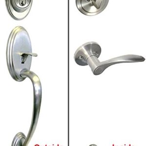 eBuilderDirect Satin Nickel Lock Door Lever Handle Entry/Privacy/Passage/Dummy/Deadbolt/Handleset 836DC (Front Door Handle Set Left Handed (Keyed Alike))