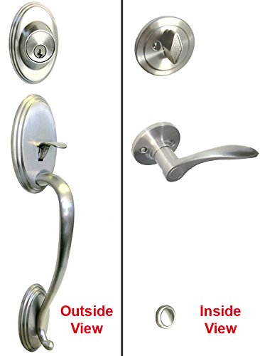 eBuilderDirect Satin Nickel Lock Door Lever Handle Entry/Privacy/Passage/Dummy/Deadbolt/Handleset 836DC (Front Door Handle Set Left Handed (Keyed Alike))