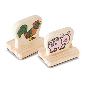 Melissa & Doug My First Wooden Stamp Set - Farm Animals - Art Projects, With Washable Ink, Farm Themed Wooden Stamps For Kids Ages 4+,Brown / Green