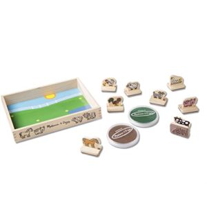 Melissa & Doug My First Wooden Stamp Set - Farm Animals - Art Projects, With Washable Ink, Farm Themed Wooden Stamps For Kids Ages 4+,Brown / Green