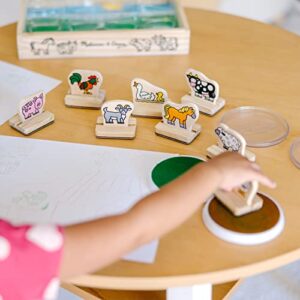 Melissa & Doug My First Wooden Stamp Set - Farm Animals - Art Projects, With Washable Ink, Farm Themed Wooden Stamps For Kids Ages 4+,Brown / Green